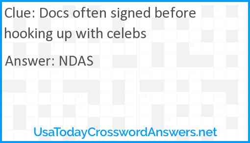 Docs often signed before hooking up with celebs Answer