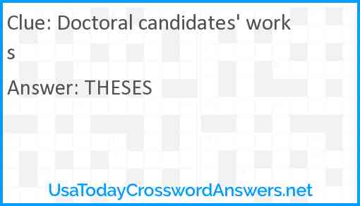 Doctoral candidates' works Answer