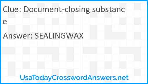 Document-closing substance Answer