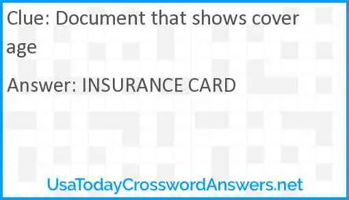 Document that shows coverage Answer