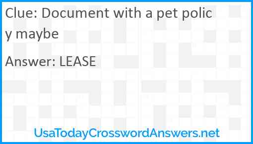 Document with a pet policy maybe Answer