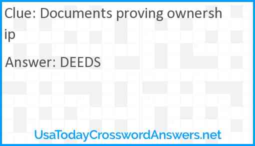 Documents proving ownership Answer