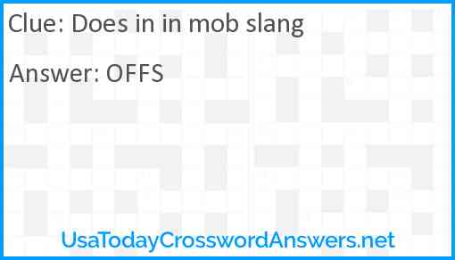 Does in in mob slang Answer