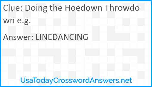 Doing the Hoedown Throwdown e.g. Answer