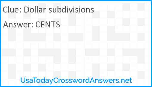 Dollar subdivisions Answer