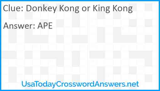 Donkey Kong or King Kong Answer