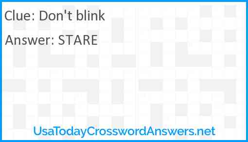Don't blink Answer