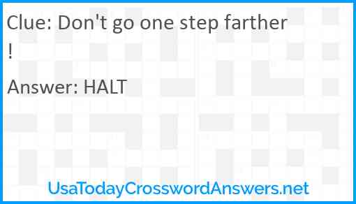 Don't go one step farther! Answer