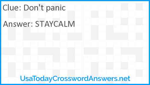 Don't panic Answer