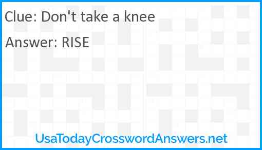 Don't take a knee Answer