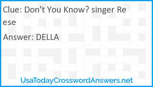 Don't You Know? singer Reese Answer