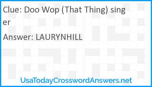 Doo Wop (That Thing) singer Answer