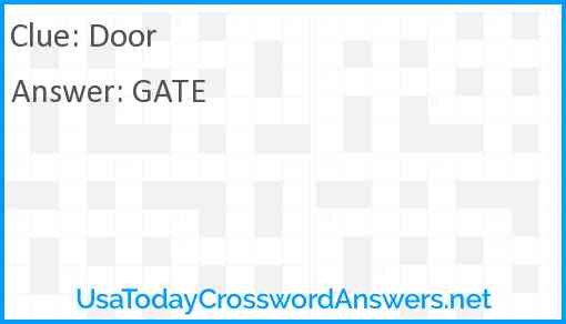 Door crossword clue UsaTodayCrosswordAnswers net