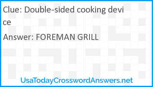 Double-sided cooking device Answer
