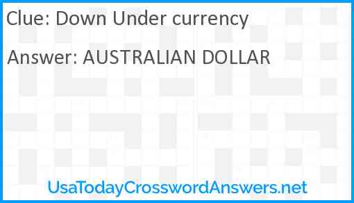 Down Under currency Answer