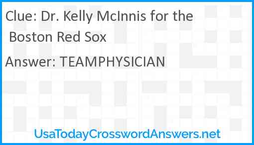 Dr. Kelly McInnis for the Boston Red Sox Answer