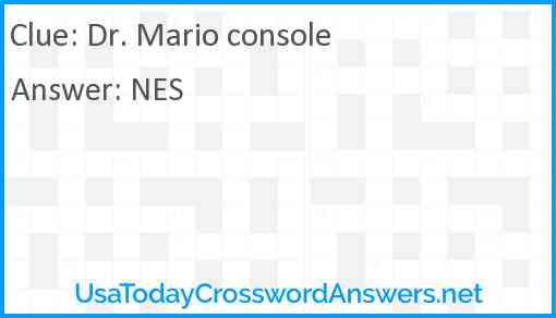 Dr. Mario console Answer