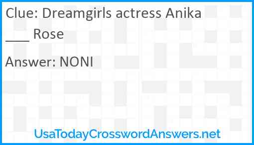 Dreamgirls actress Anika ___ Rose Answer