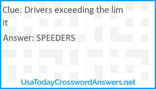 Drivers exceeding the limit Answer