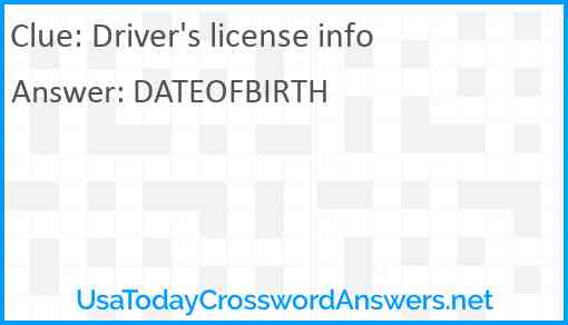 Driver's license info Answer