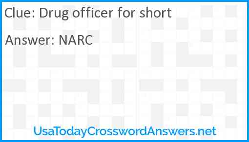 Drug officer for short Answer