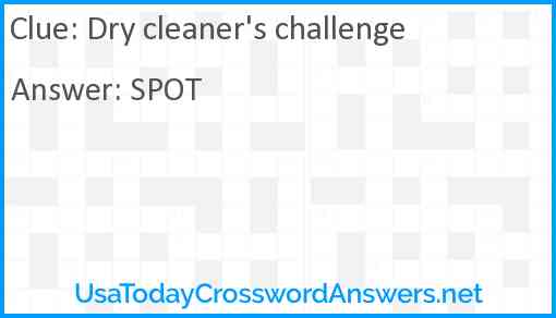 Dry cleaner's challenge Answer