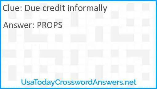 Due credit informally Answer