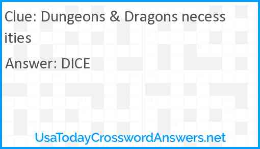 Dungeons & Dragons necessities Answer