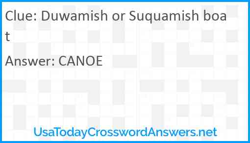 Duwamish or Suquamish boat Answer