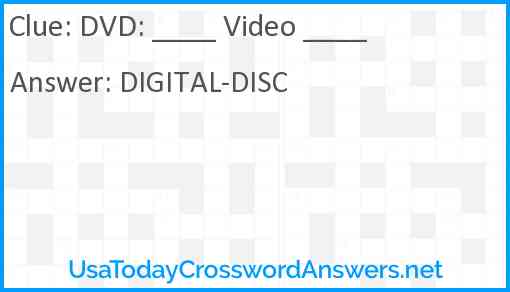 DVD: ____ Video ____ Answer