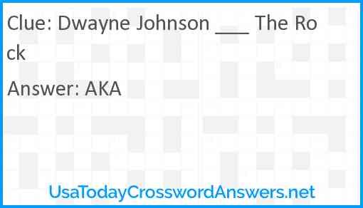Dwayne Johnson ___ The Rock Answer