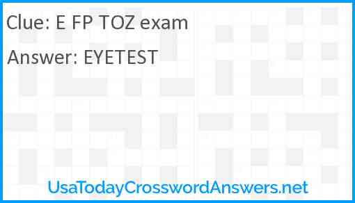 E FP TOZ exam Answer
