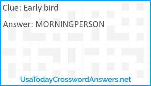 Early bird Answer