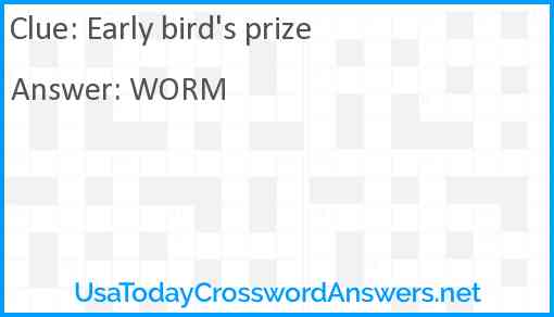 Early bird's prize Answer