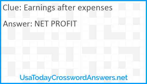 Earnings after expenses Answer