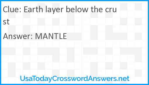 Earth layer below the crust Answer
