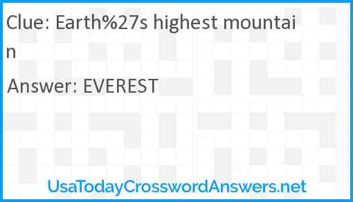 Earth%27s highest mountain Answer