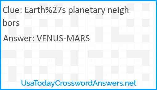 Earth%27s planetary neighbors Answer