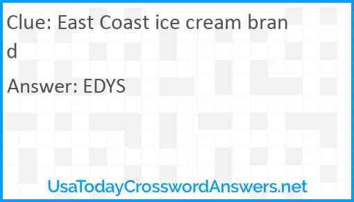 East Coast ice cream brand Answer