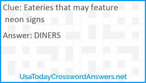 Eateries that may feature neon signs Answer