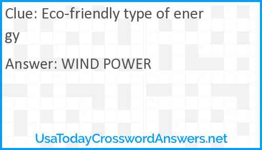 Eco-friendly type of energy Answer