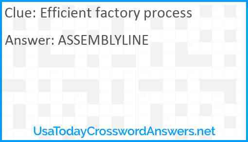 Efficient factory process Answer