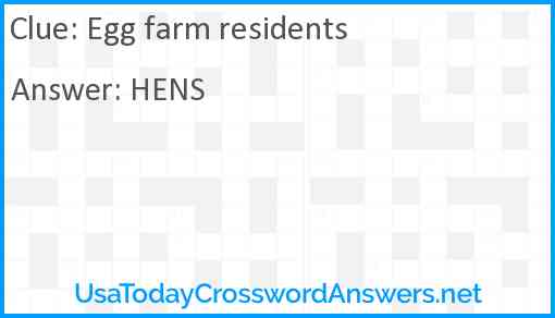 Egg farm residents Answer