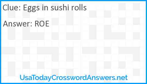 Eggs in sushi rolls Answer