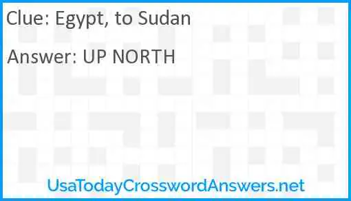 Egypt, to Sudan Answer