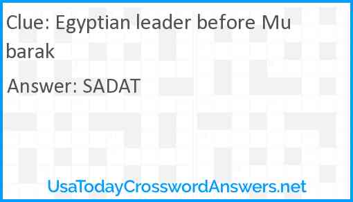 Egyptian leader before Mubarak Answer