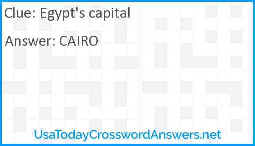 Egypt's capital Answer