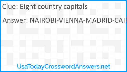 Eight country capitals Answer