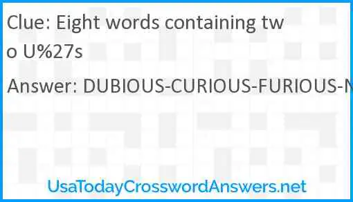 Eight words containing two U%27s Answer