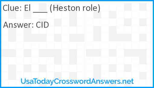 El ___ (Heston role) Answer